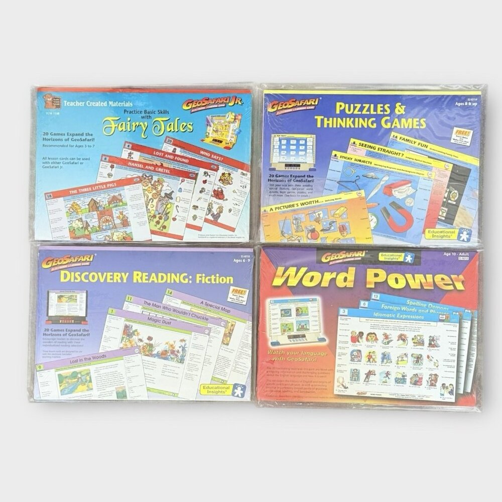 GeoSafari Electronic Learning System Game Card Sets New - Lot Of 4
